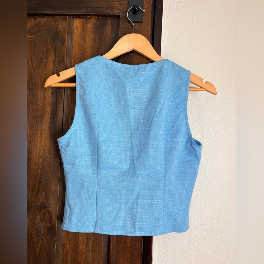Pretty Little Thing Light Blue Linen Look Vest 🩵 NWT! - Picture 5 of 5